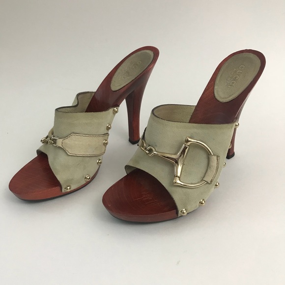 Gucci Suede Leather horsebit heels clogs 7.5 - Picture 3 of 8
